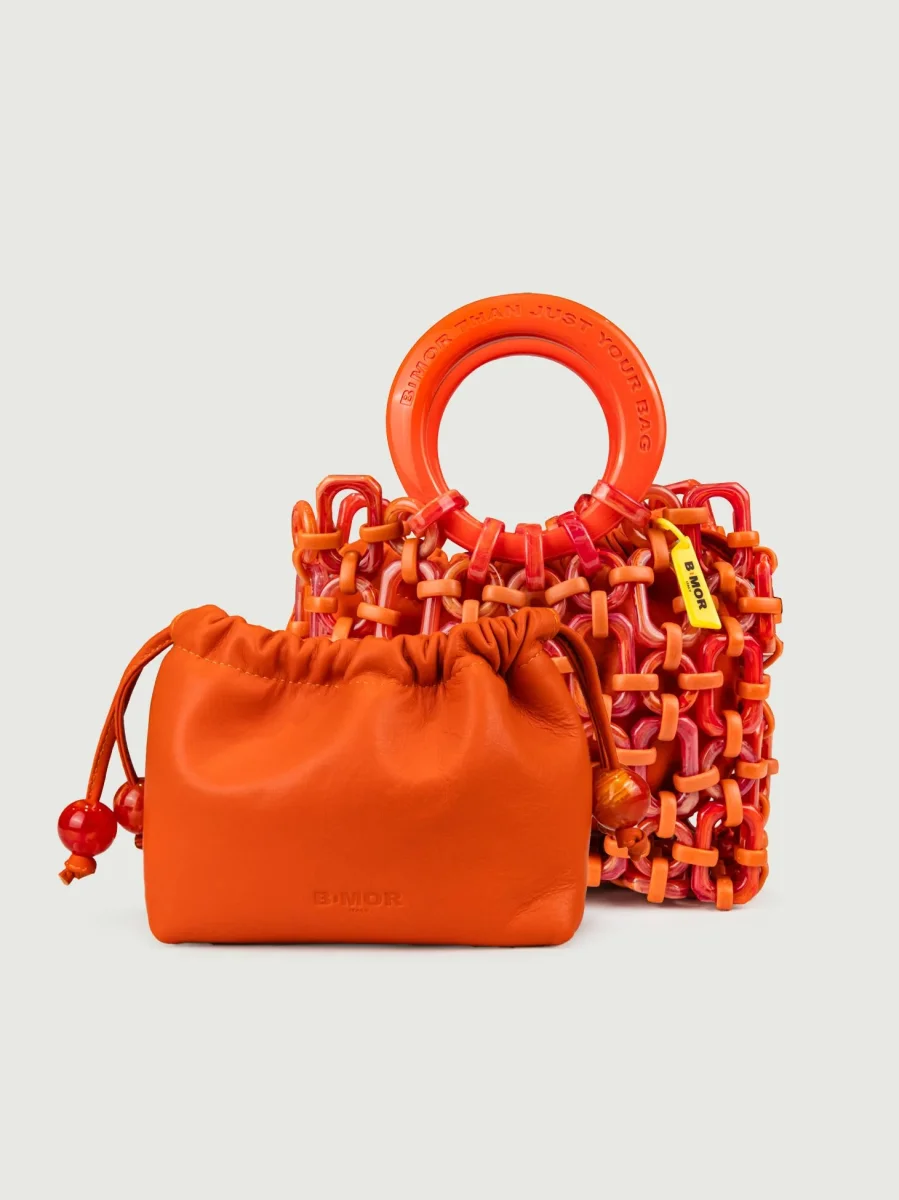 POCHETTE BON BON IN PELLE ARANCIONE - immagine 3