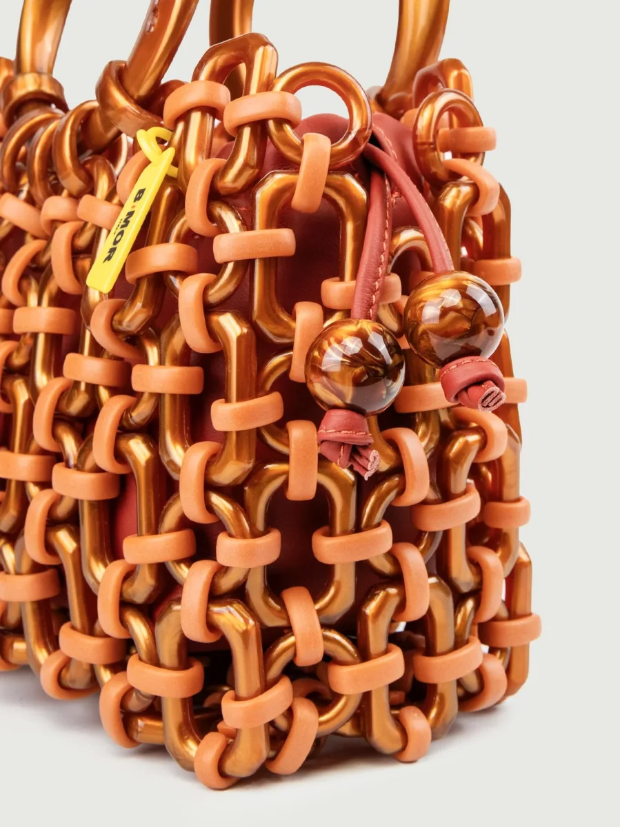 POCHETTE BON BON IN PELLE ARANCIONE - immagine 9