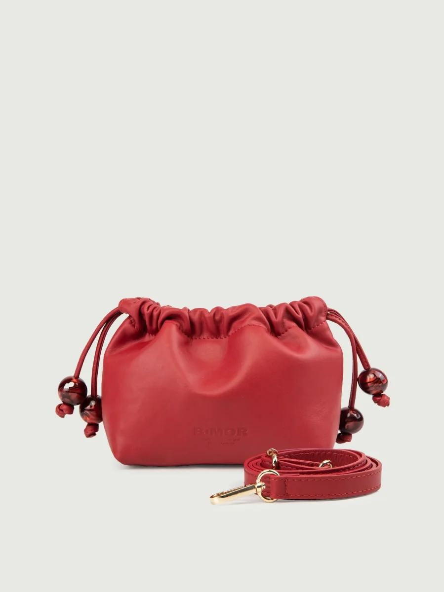 POCHETTE BON BON IN PELLE BORDEAUX - immagine 4