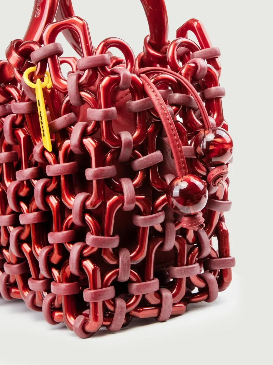 POCHETTE BON BON IN PELLE BORDEAUX - immagine 9