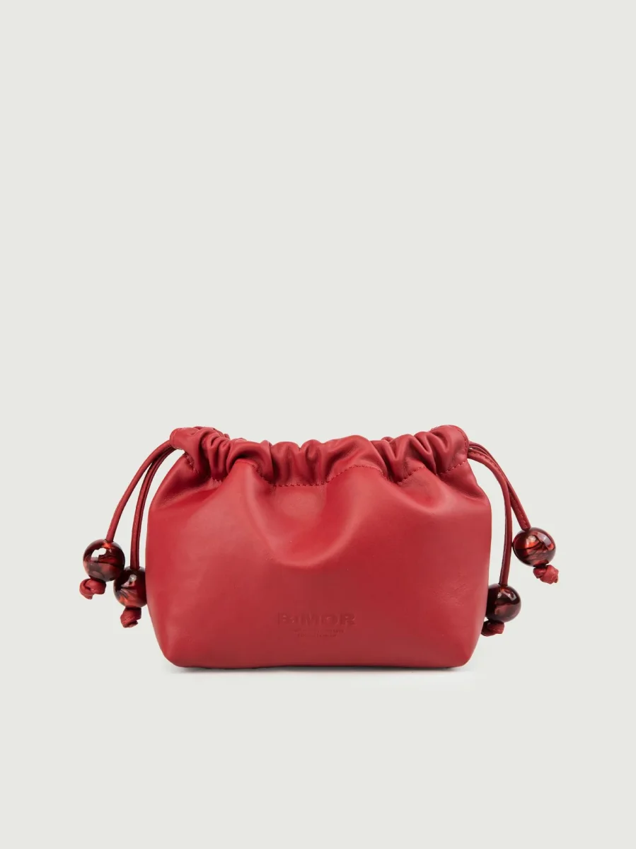 POCHETTE BON BON IN PELLE BORDEAUX