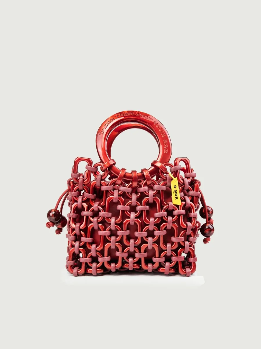 POCHETTE BON BON IN PELLE BORDEAUX - immagine 8