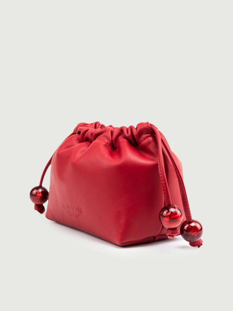 POCHETTE BON BON IN PELLE BORDEAUX - immagine 5