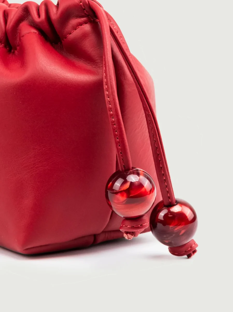 POCHETTE BON BON IN PELLE BORDEAUX - immagine 6