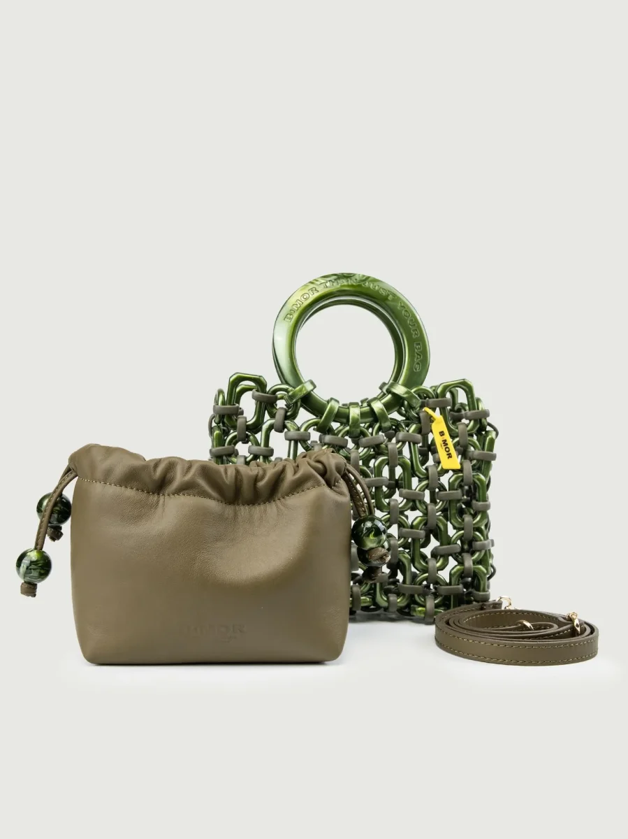 POCHETTE BON BON IN PELLE PISTACCHIO - immagine 3