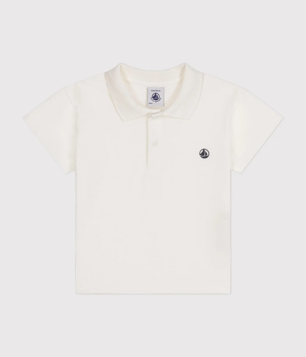 POLO BIANCA BEBÈ IN COTONE A MANICA CORTA