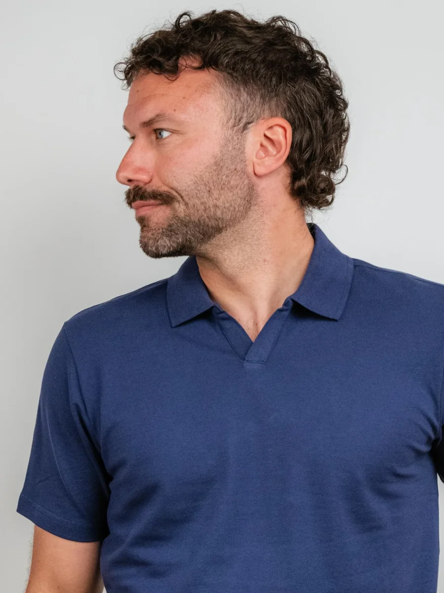 POLO DERBY IN COTONE PIQUET BLU COBALTO - immagine 5
