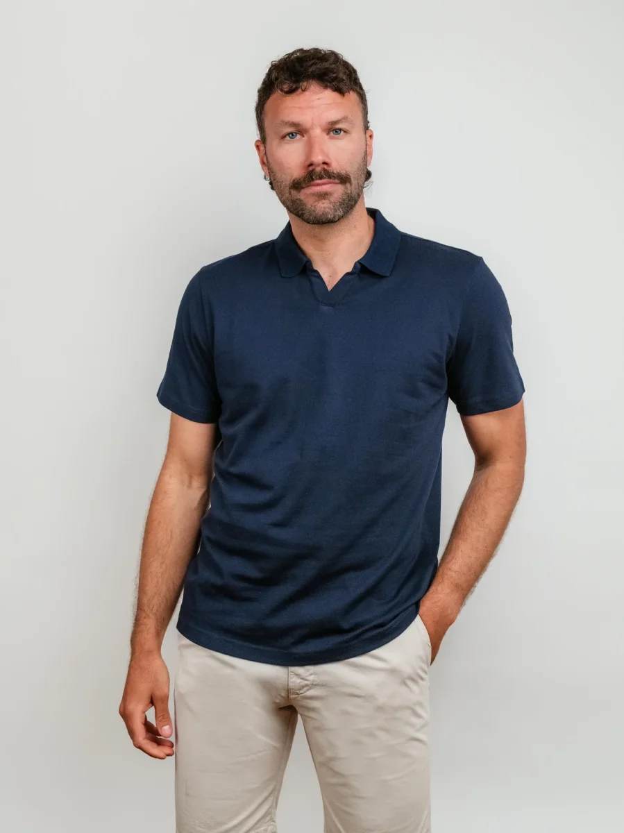 POLO DERBY IN COTONE PIQUET BLU