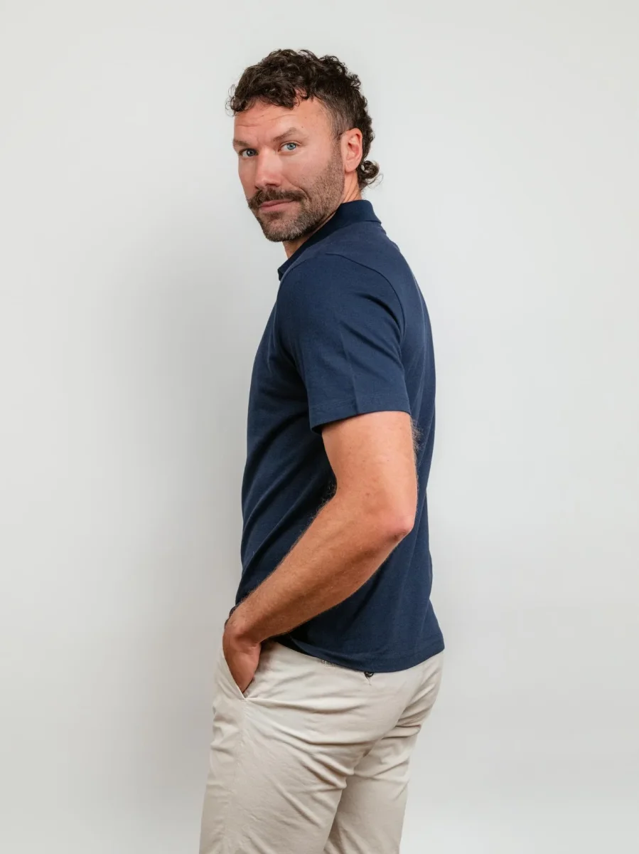 POLO DERBY IN COTONE PIQUET BLU - immagine 3