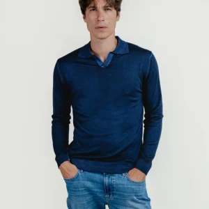 POLO DERBY IN LANA MERINO BLU NAVY