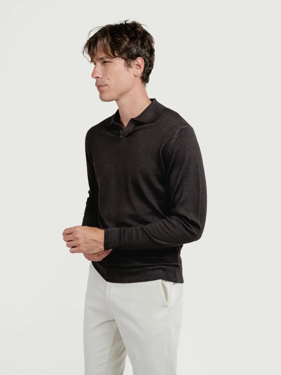 POLO DERBY IN LANA MERINO TESTA MORO - immagine 3