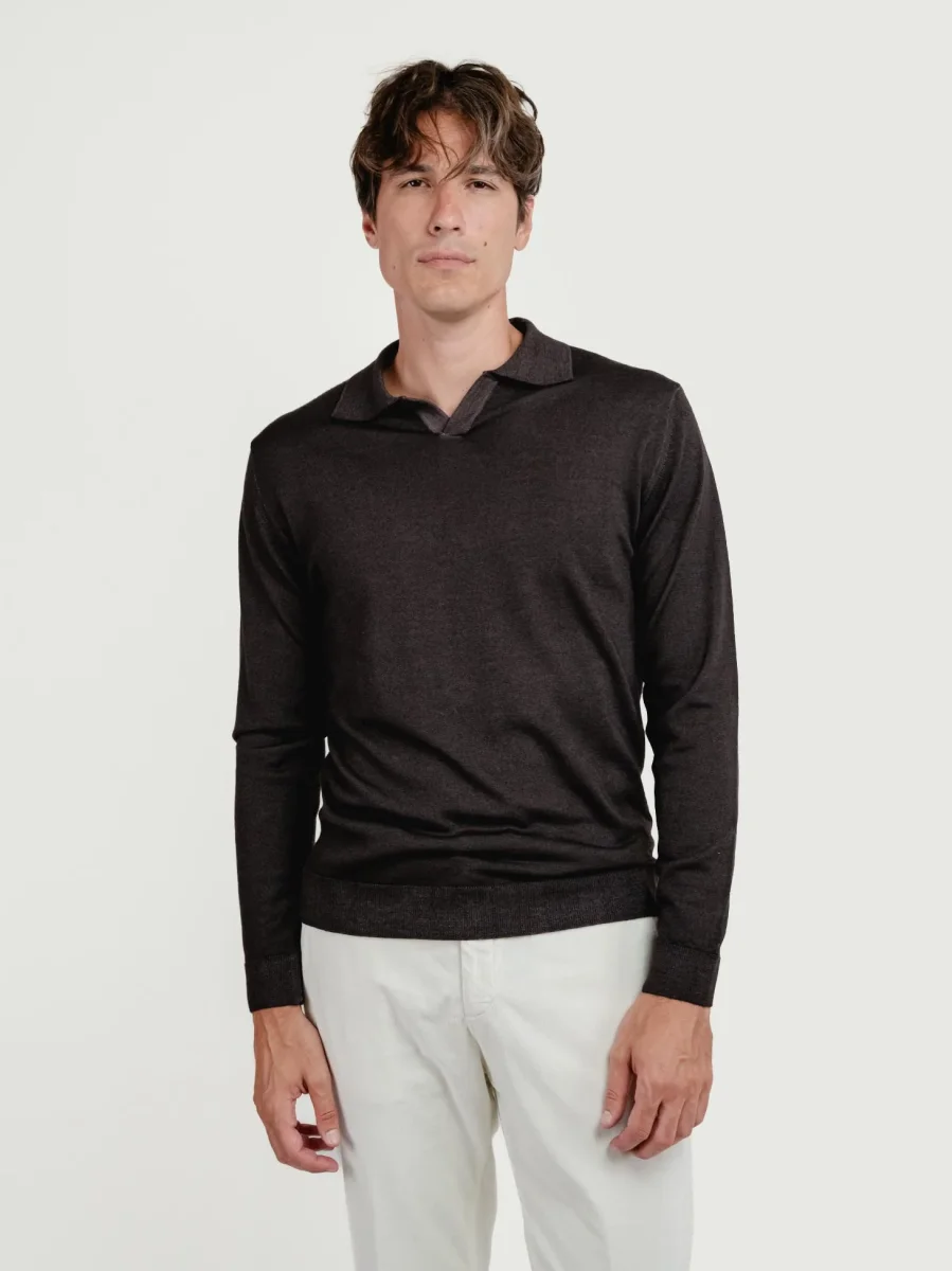 POLO DERBY IN LANA MERINO TESTA MORO