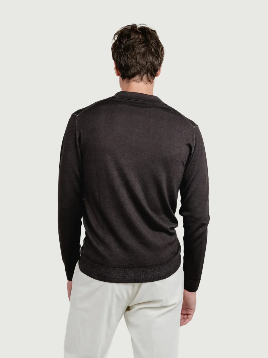 POLO DERBY IN LANA MERINO TESTA MORO - immagine 4