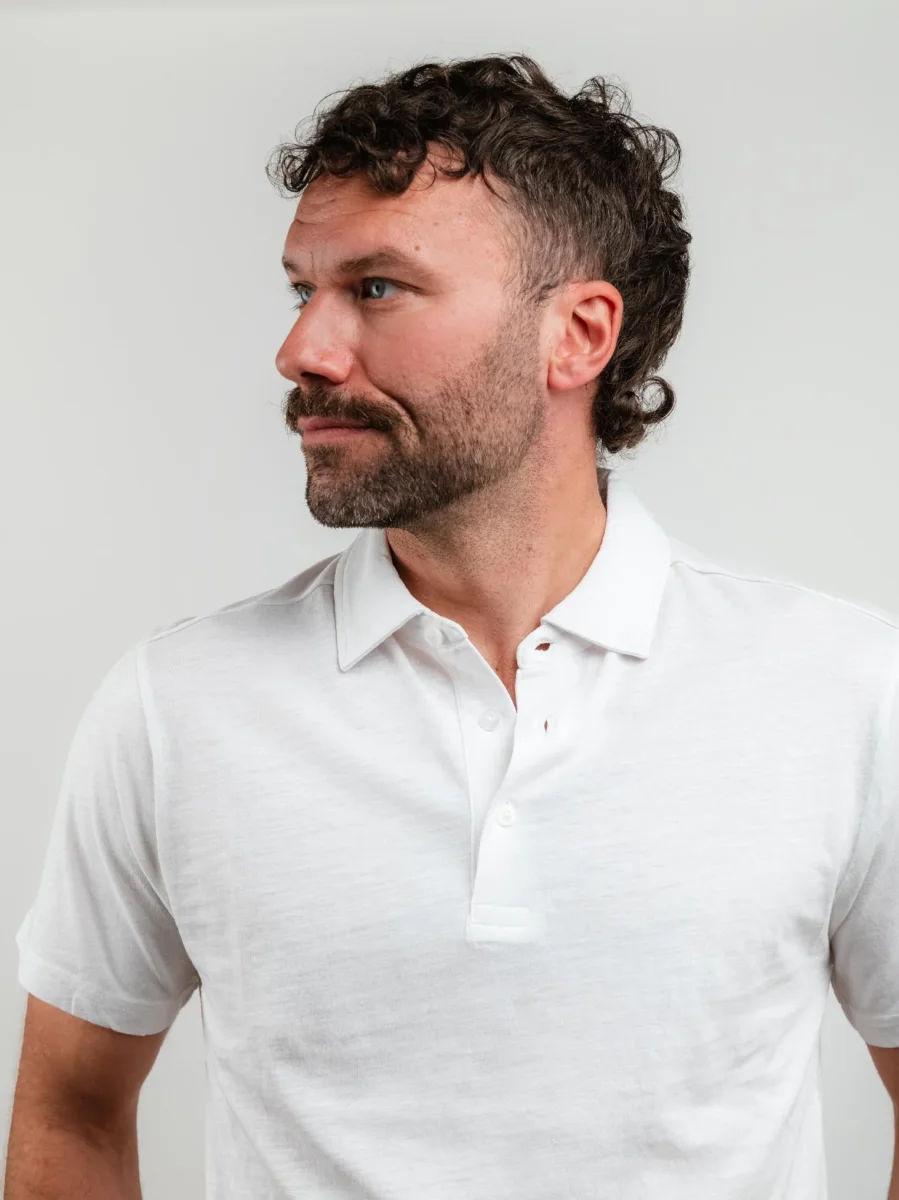 POLO IN COTONE FIAMMATO BIANCO - immagine 5