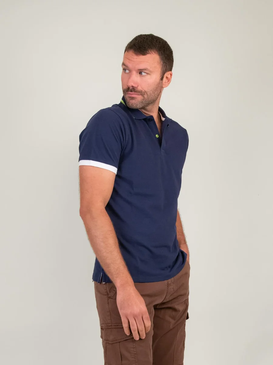 POLO IN COTONE PIQUET BLU COBALTO - immagine 3