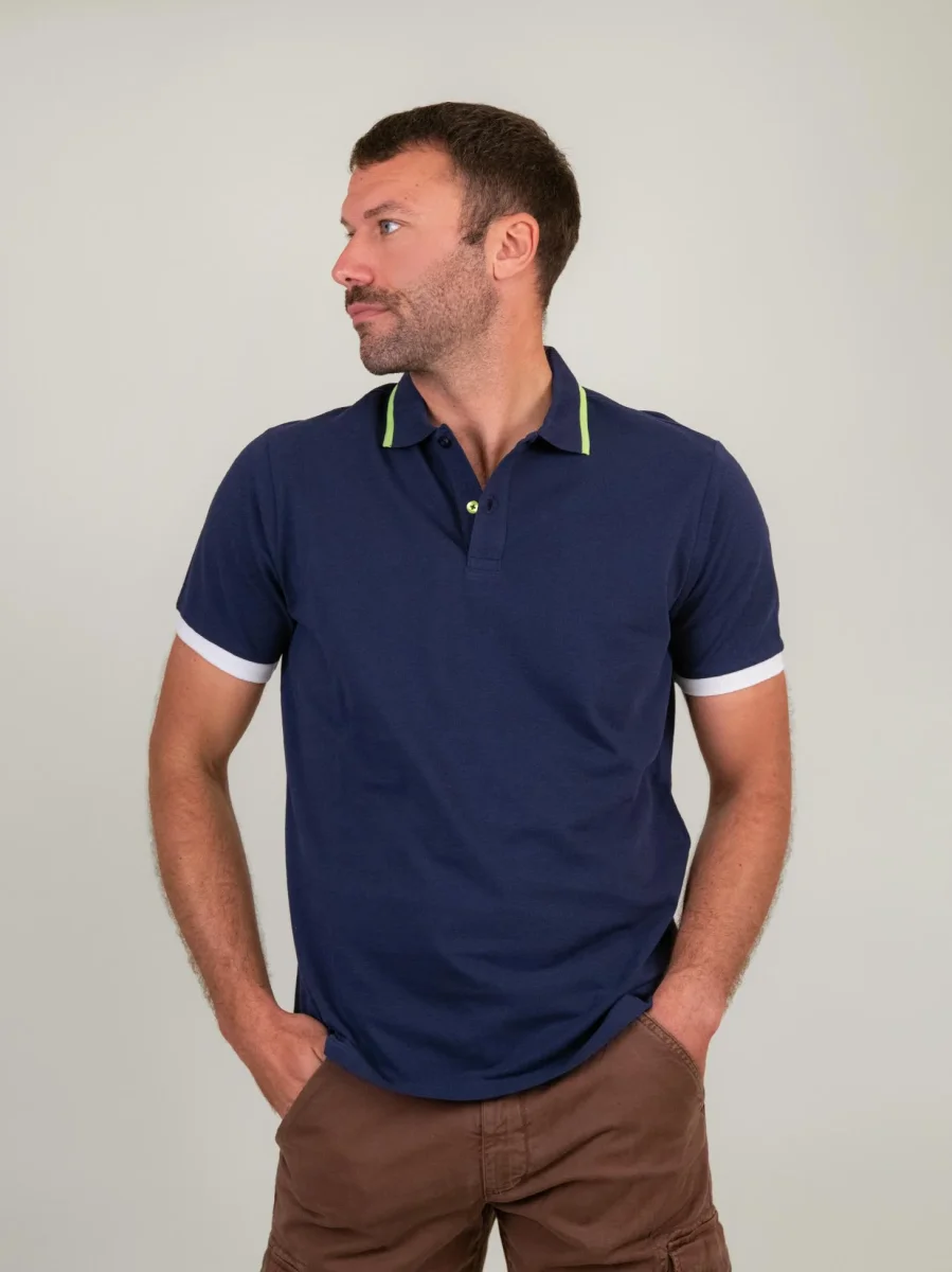 POLO IN COTONE PIQUET BLU COBALTO