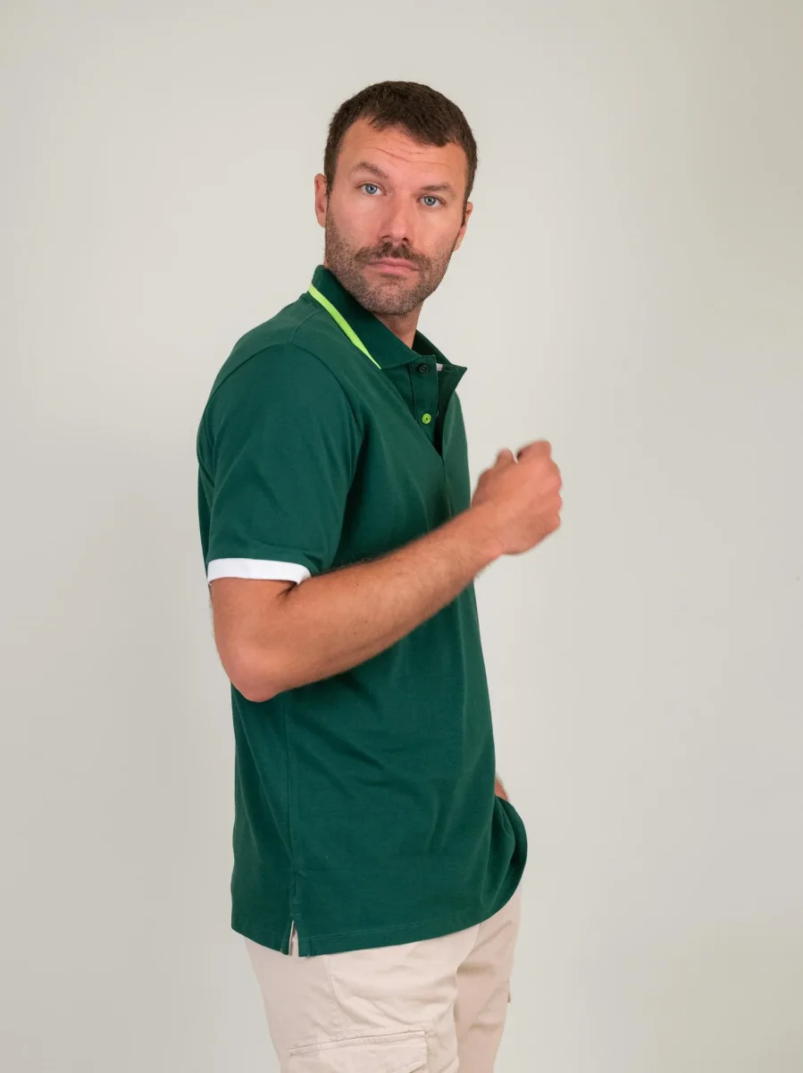 POLO IN COTONE PIQUET VERDE - immagine 3