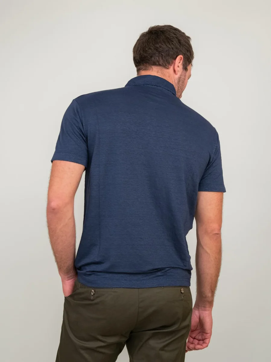 POLO IN LINO COLOR BLU - immagine 4