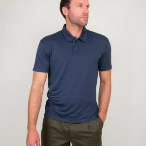 POLO IN LINO COLOR BLU