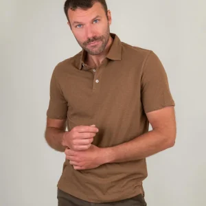 POLO TABACCO IN LINO E COTONE