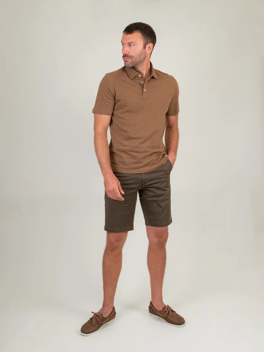 POLO TABACCO IN LINO E COTONE - immagine 5