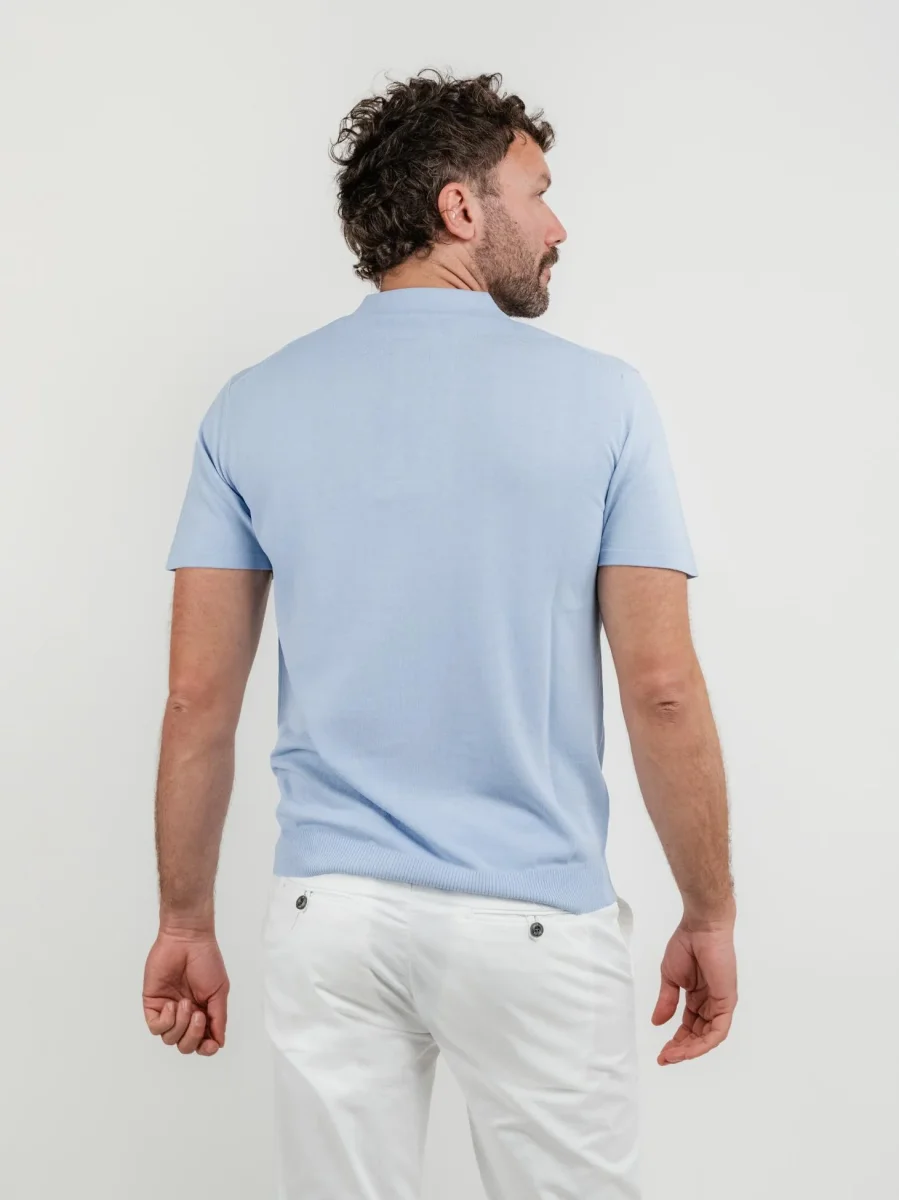 POLO  in maglina di cotone azzurra - immagine 4