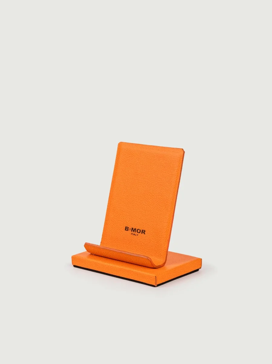 PORTACELLULARE DA SCRIVANIA IN PELLE ARANCIONE - immagine 3