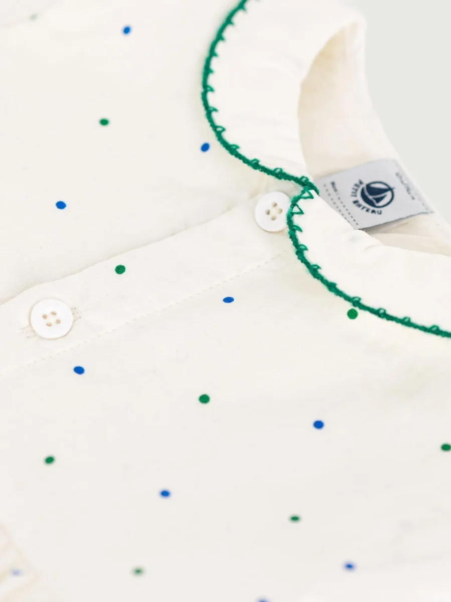 Pagliaccetto a maniche corte neonato in cotone con stampa a pois - immagine 3