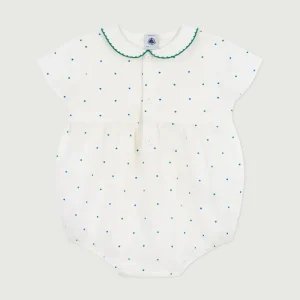 Pagliaccetto a maniche corte neonato in cotone con stampa a pois