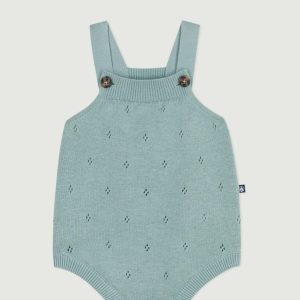 Pagliaccetto neonato in maglia con spalline