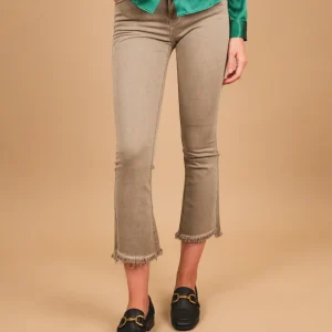 Pantalone 5 tasche sfrangiato grigio