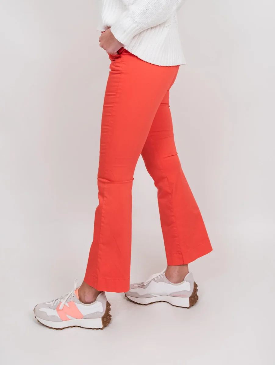 Pantalone a trombetta in cotone corallo - immagine 3