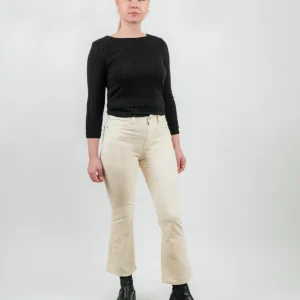 Pantalone a trombetta in velluto a costine burro