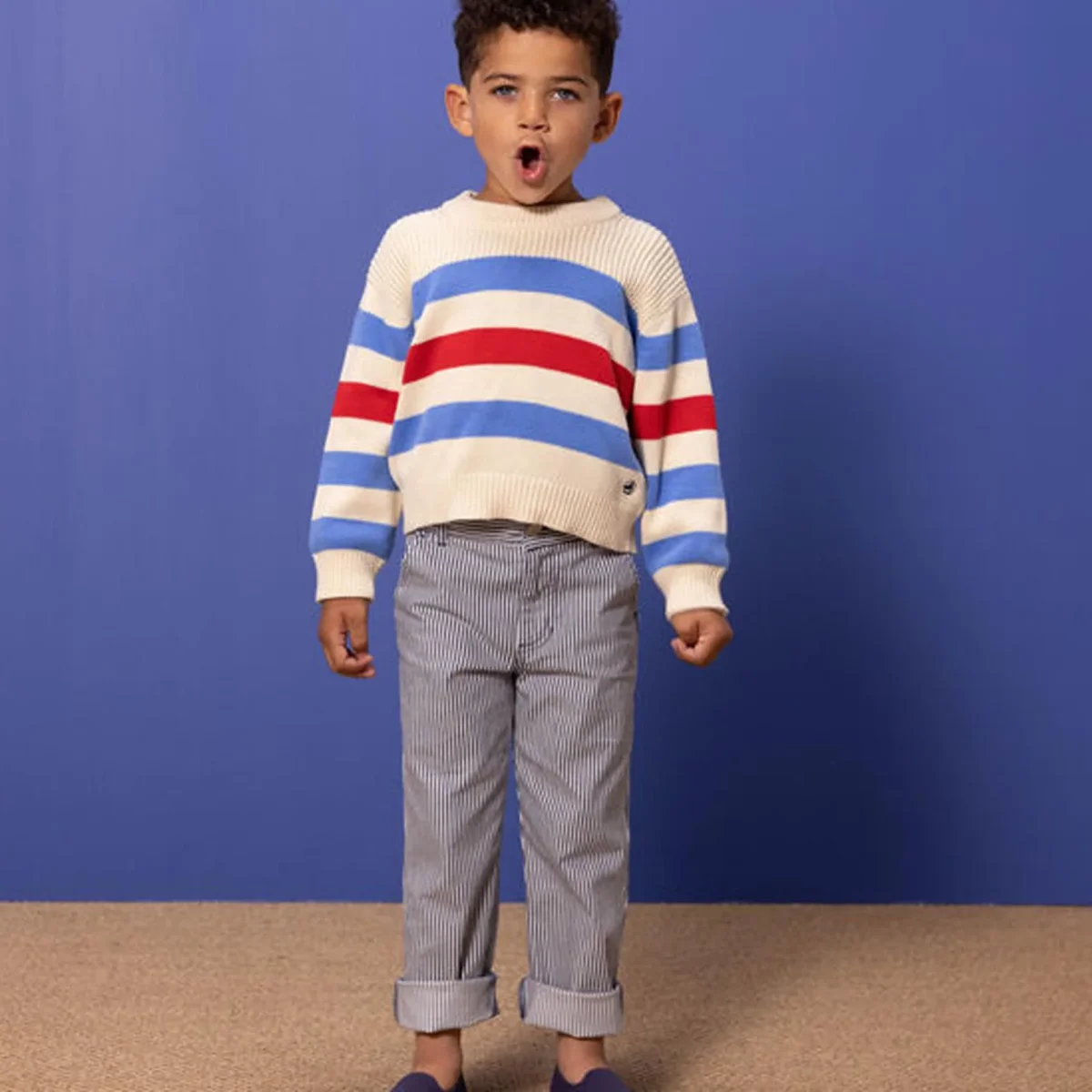 Pantalone bambino in tela di cotone a righe - immagine 6