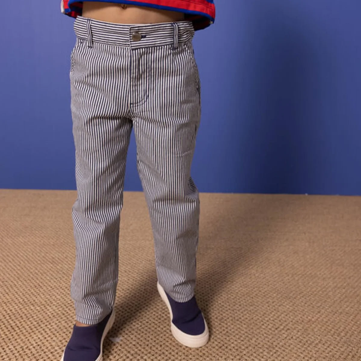 Pantalone bambino in tela di cotone a righe - immagine 5