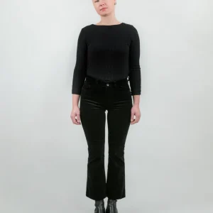 Pantalone cinque tasche a trombetta in velluto nero