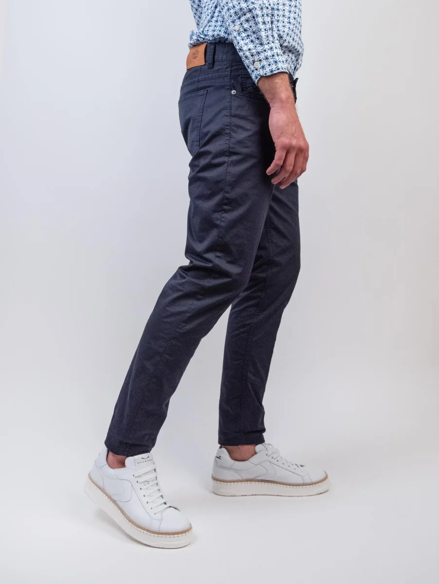 Pantalone cinque tasche in cotone blu navy - immagine 3