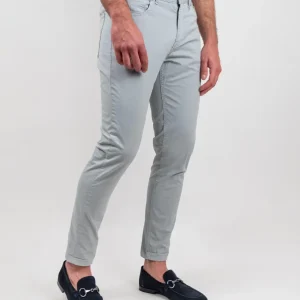 Pantalone cinque tasche in cotone grigio perla