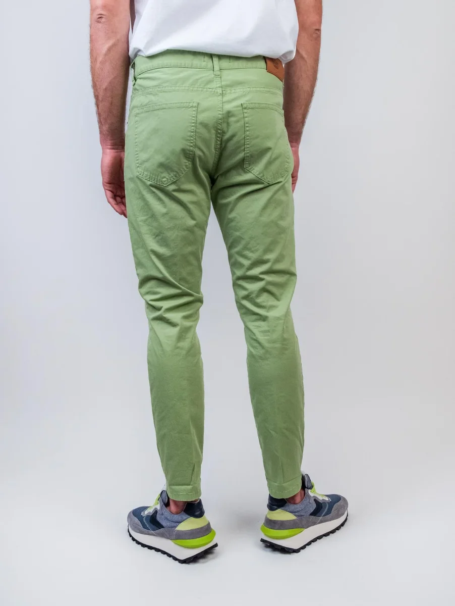 Pantalone cinque tasche in cotone verde pistacchio - immagine 4