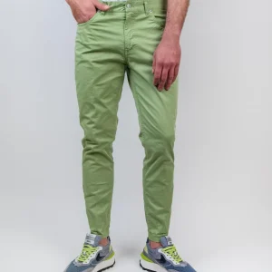 Pantalone cinque tasche in cotone verde pistacchio