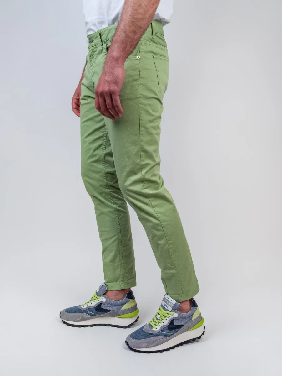Pantalone cinque tasche in cotone verde pistacchio - immagine 3