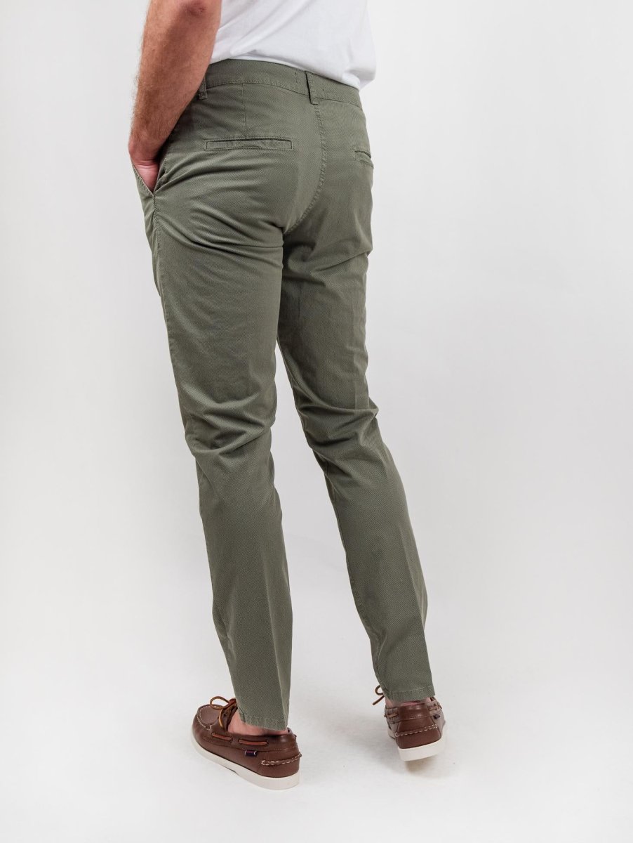 Pantalone tasca a filo in cotone puntinato verde salvia - immagine 3