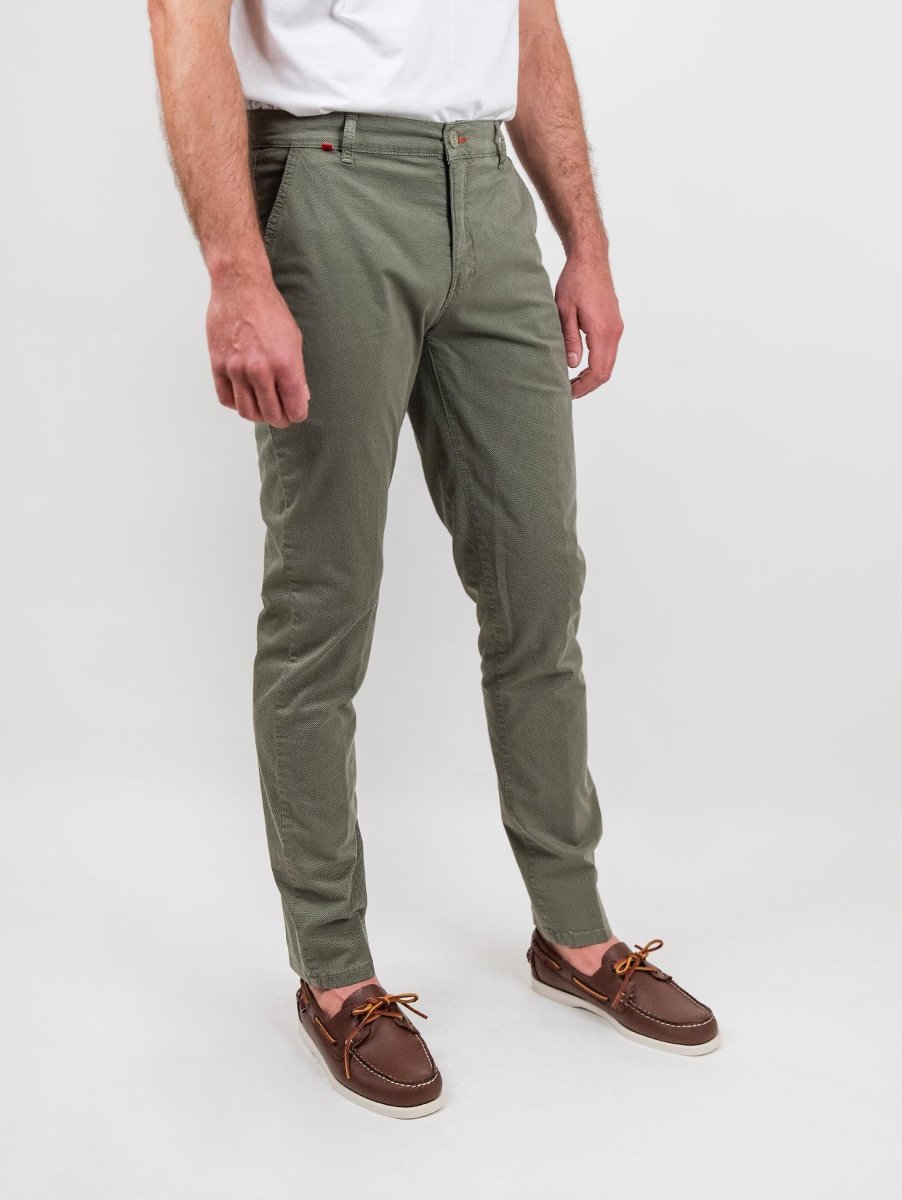 Pantalone tasca a filo in cotone puntinato verde salvia - immagine 4