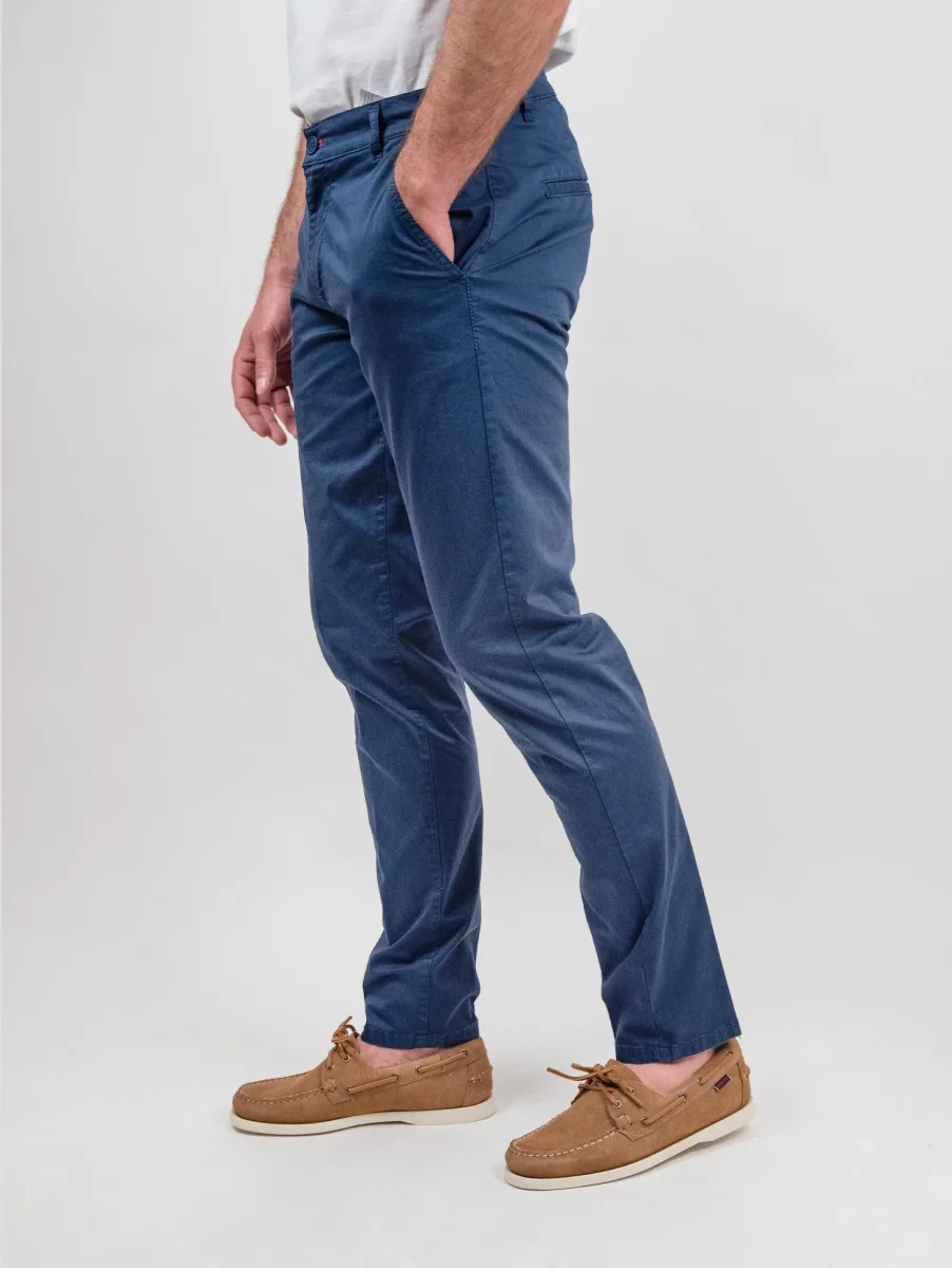 Pantalone tasca a filo in cotone spigato blu - immagine 3