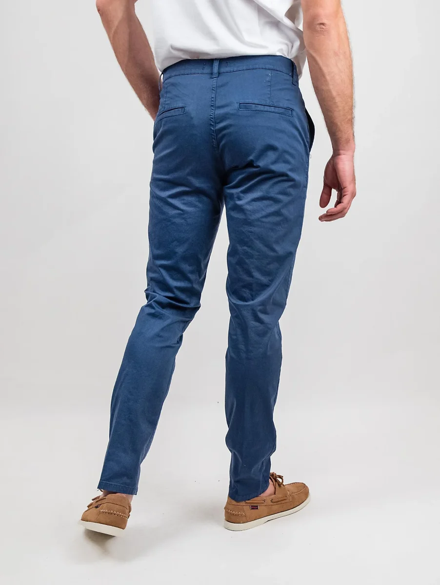 Pantalone tasca a filo in cotone spigato blu - immagine 4