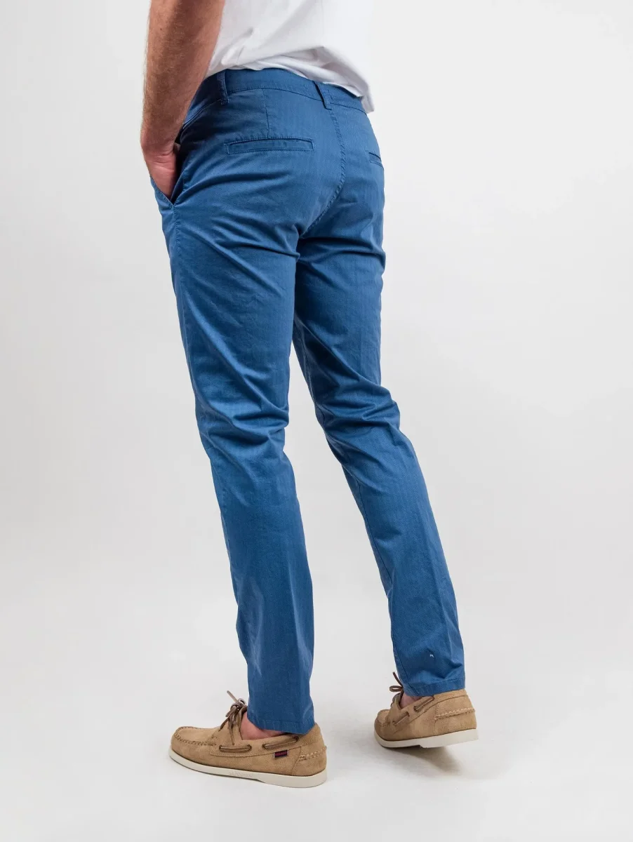 Pantalone tasca a filo in cotone spigato bluette - immagine 4