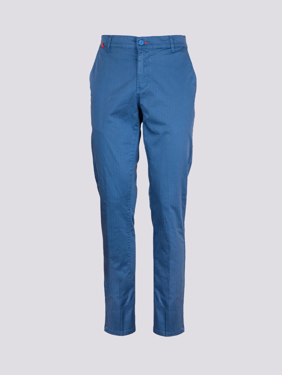 Pantalone tasca a filo in cotone spigato bluette - immagine 5