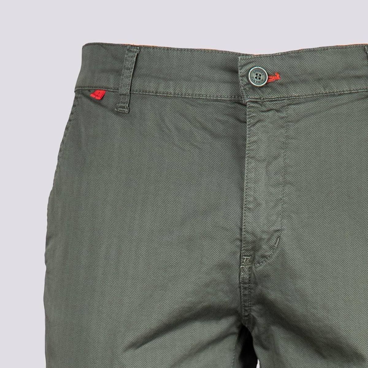 Pantalone tasca a filo in cotone spigato verde militare - immagine 6