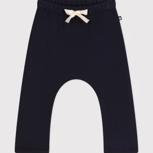 Pantaloni blu scuro in tessuto felpato