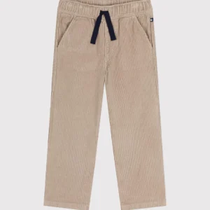 Pantaloni dritti in velluto beige